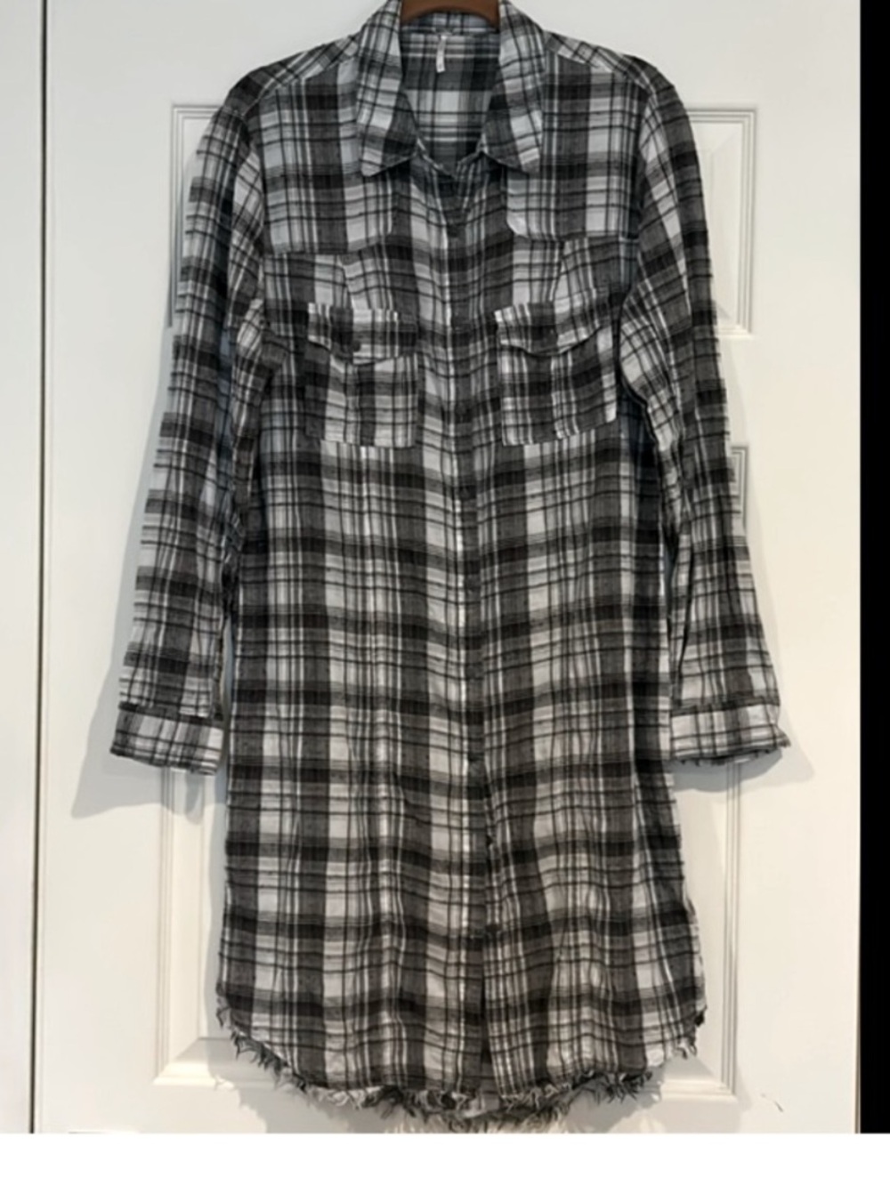 Free People Plaid Button-Up Shirt Dress